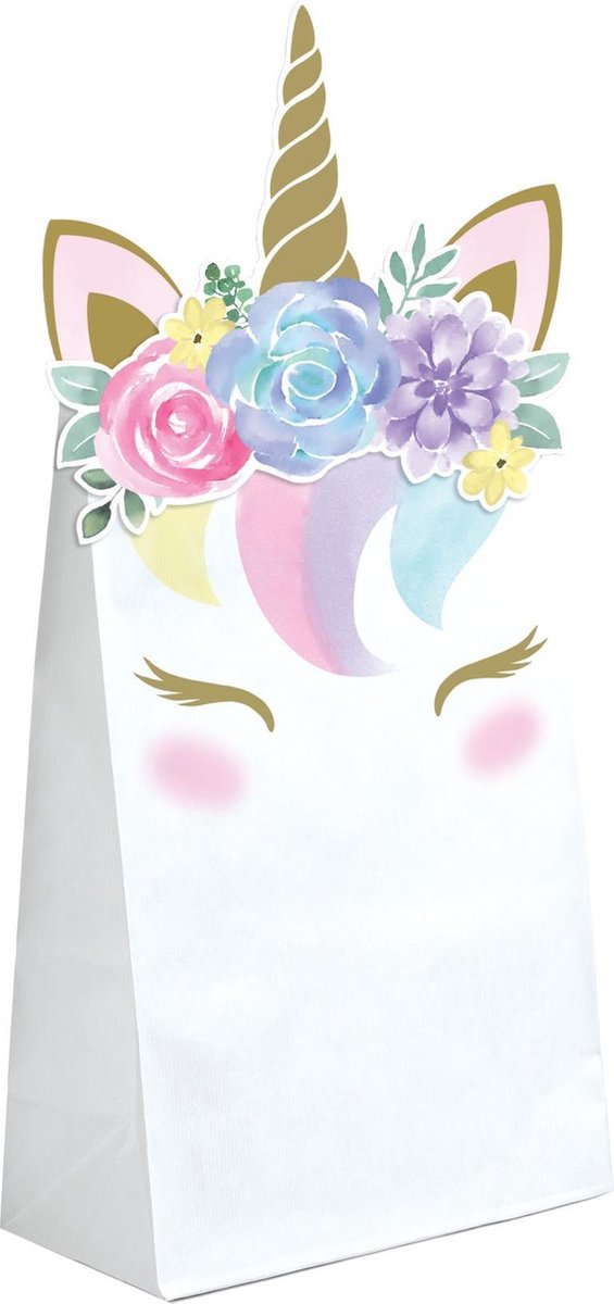 BIGIEMME SRL - 8 witte papieren fee eenhoorn cadeauzakjes