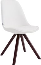 Clp Laval Bezoekersstoel - Vierkant - Kunstleer - Wit - Kleur onderstel Cappuccino (eiken)