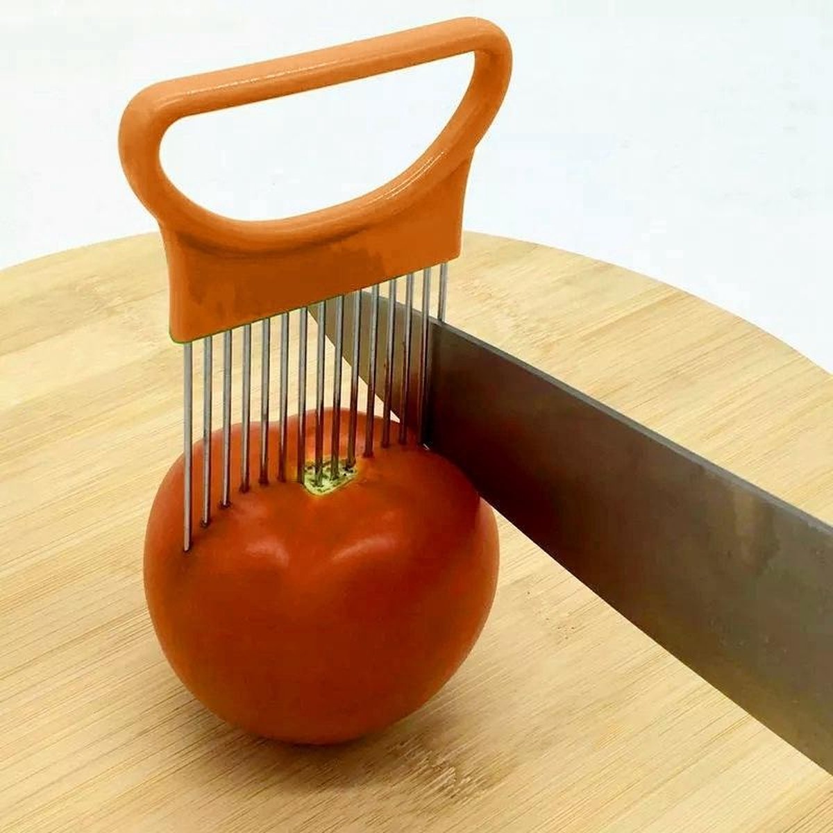 Roestvrijstaal plantaardige UI Cutter houder vlees naald keuken gereedschap (oranje) - Merkloos