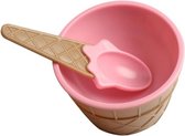 2 stuks Kids Ice Cream Bowl lepel set duurzame geschenken mooie dessert Bowl DIY tools (roze)