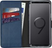 Samsung Galaxy S9 Hoesje met Pasjeshouder - Selencia Echt Lederen Booktype - Blauw
