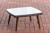 Clp Ameland Tafel - 5mm Polyrotan - - Kleur onderstel : Bruin gemeleerd 35 cm