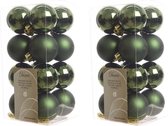 32x Donkergroene kunststof kerstballen 4 cm - Mat/glans - Onbreekbare plastic kerstballen - Kerstboomversiering donkergroen