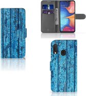 Smartphone Hoesje Geschikt voor Samsung A20e Book Style Case Blauw Wood