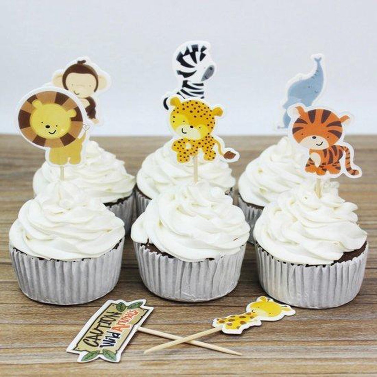 bâtonnets à cocktail Zoo - bâtonnets à cocktail cupcake toppers - 8 pcs