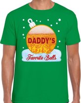 Fout Kerst shirt / t-shirt - Daddy his favorite balls - bier / biertje - drank - groen voor heren - kerstkleding / kerst outfit S (48)