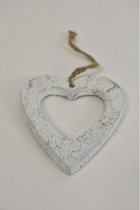 Decoratiehangers - Heart Hanging Cement White L12w11h1cm