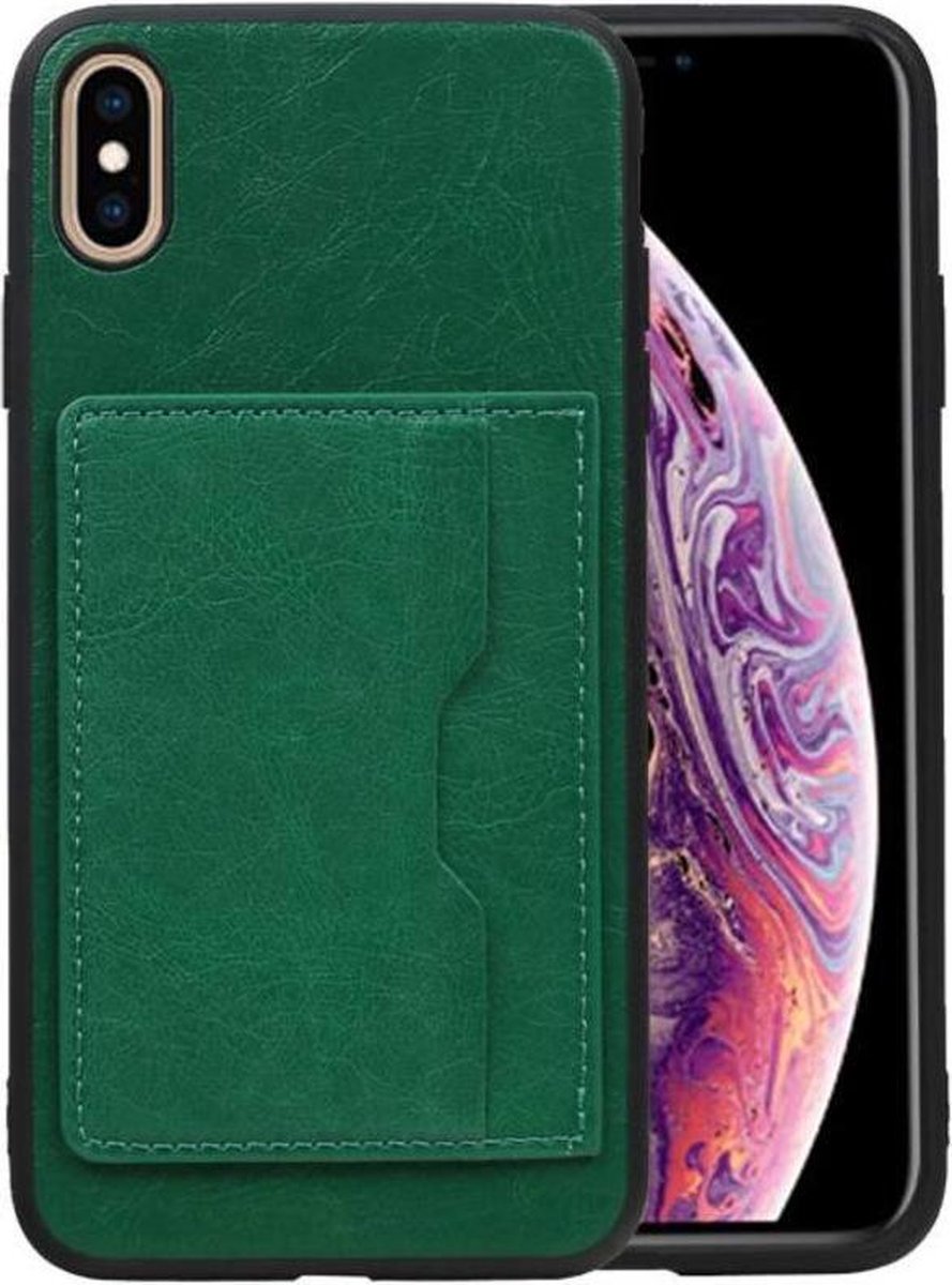Staand Back Cover 1 Pasjes voor iPhone XS Max Groen