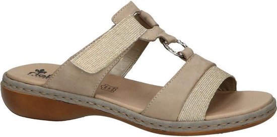 Rieker - 65979 - Comfort slippers - Dames - Maat 40 - Taupe - 91  -Lightgold/Steel... | bol.com