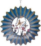 Spin Art windspinner vlinder RVS - Ø 30 cm - blauw