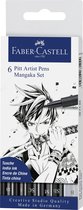 Faber-Castell tekenstift - Pitt Artist Pen - Mangaka - 6 stuks - zwart - FC-167124