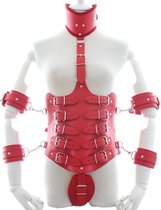 Banoch | Collar Bondage body Harness Red/6 - rood pu leer vrouwen harnas - bdsm