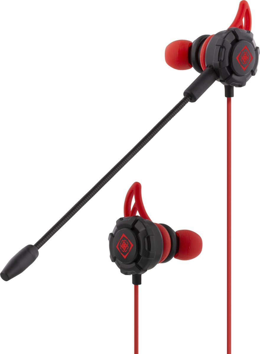 DELTACO GAMING GAM-076 In-Ear Oordopjes koptelefoon met verwijderbare flexibele microfoon - Zwart/rood