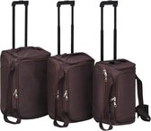 Kofferset 3 delig met wielen Stof Bruin (Incl Reisetui) - Reiskoffers 3-delig - Travelcase