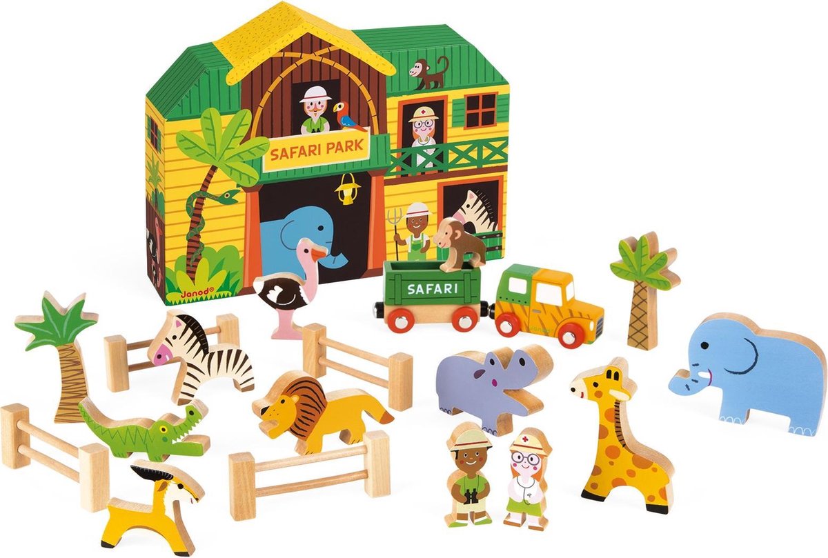 | Janod Story Doos Safari janod houten speelset het safaripark 8542 | ilovespeelgoed.nl