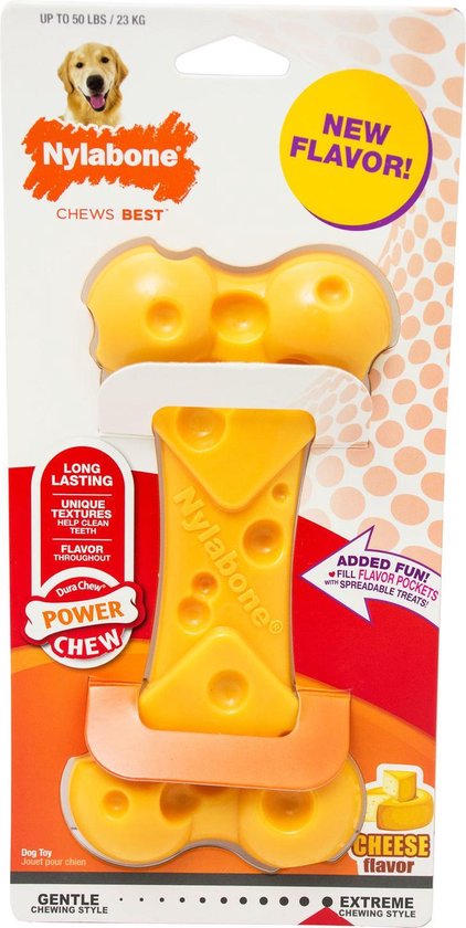 Nylabone Extreme kauwbot met kaassmaak - Voor de Krachtigste Kauwers - Vulbaar met Smeersels zoals Pindakaas - XS/M/L - Large