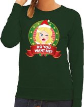 Foute kersttrui / sweater - groen - Do You Want Me voor dames L (40)