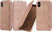 iPhone Xs/X Bookcase hoesje - Graffi - Geen opdruk Rose goud - Leer