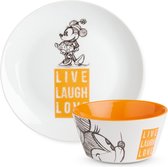 Live Laugh Love - Set - dessertbord en kom - oranje