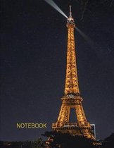 Notebook. Eiffel Tower Cover. Composition Notebook. College Ruled. 8.5 x 11. 120 Pages.