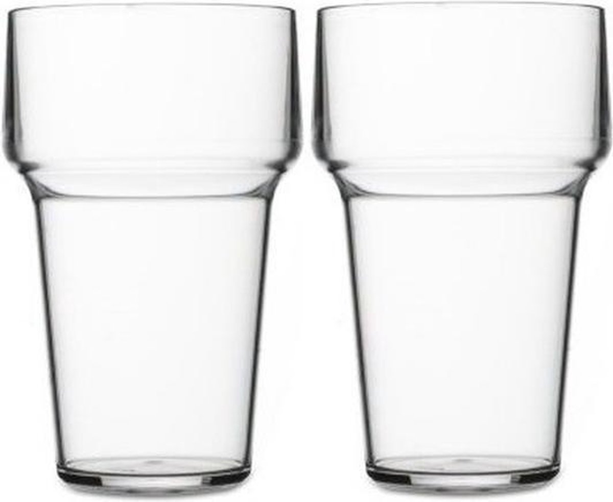 2x Bierglazen van kunststof 250 ml - Herbruikbare bierglazen - Onbreekbare camping/picknick glazen - Merkloos