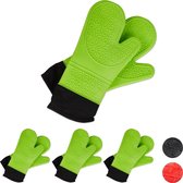 Relaxdays 4 paar ovenwanten siliconen - ovenhandschoenen - bbq handschoenen – groen