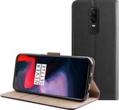 BMAX Leren book case hoesje voor OnePlus 6 / Lederen book cover / Beschermhoesje / Telefoonhoesje / Hard case / Telefoonbescherming - Zwart