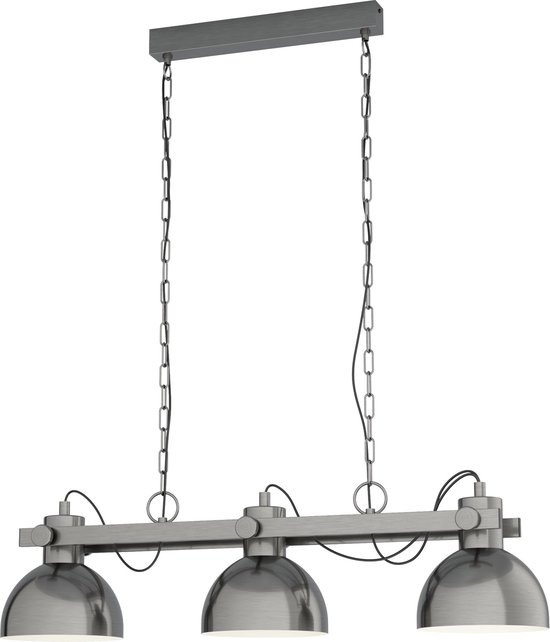 EGLO Ariscani 1 3-Lichts Hanglamp Eettafel - Zwart Metaal Met Koper Rookglas, 76,5 Cm