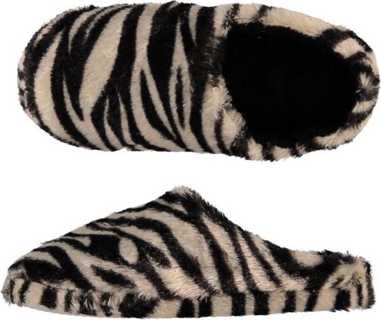 Opnieuw schieten kleurstof spanning Instap sloffen/pantoffels zebra print voor dames - Zwart/witte slippers  voor dames 41-42 | bol.com