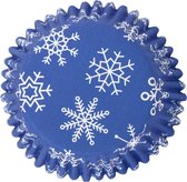 PME Cupcakevormpjes Blauw Sneeuwvlokken pk/30