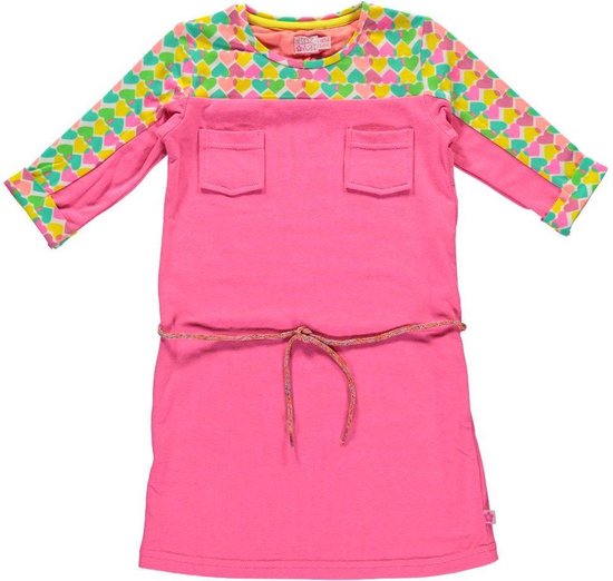 Kidz-Art Meisjes Jurk - fluo pink - Maat 110/116 