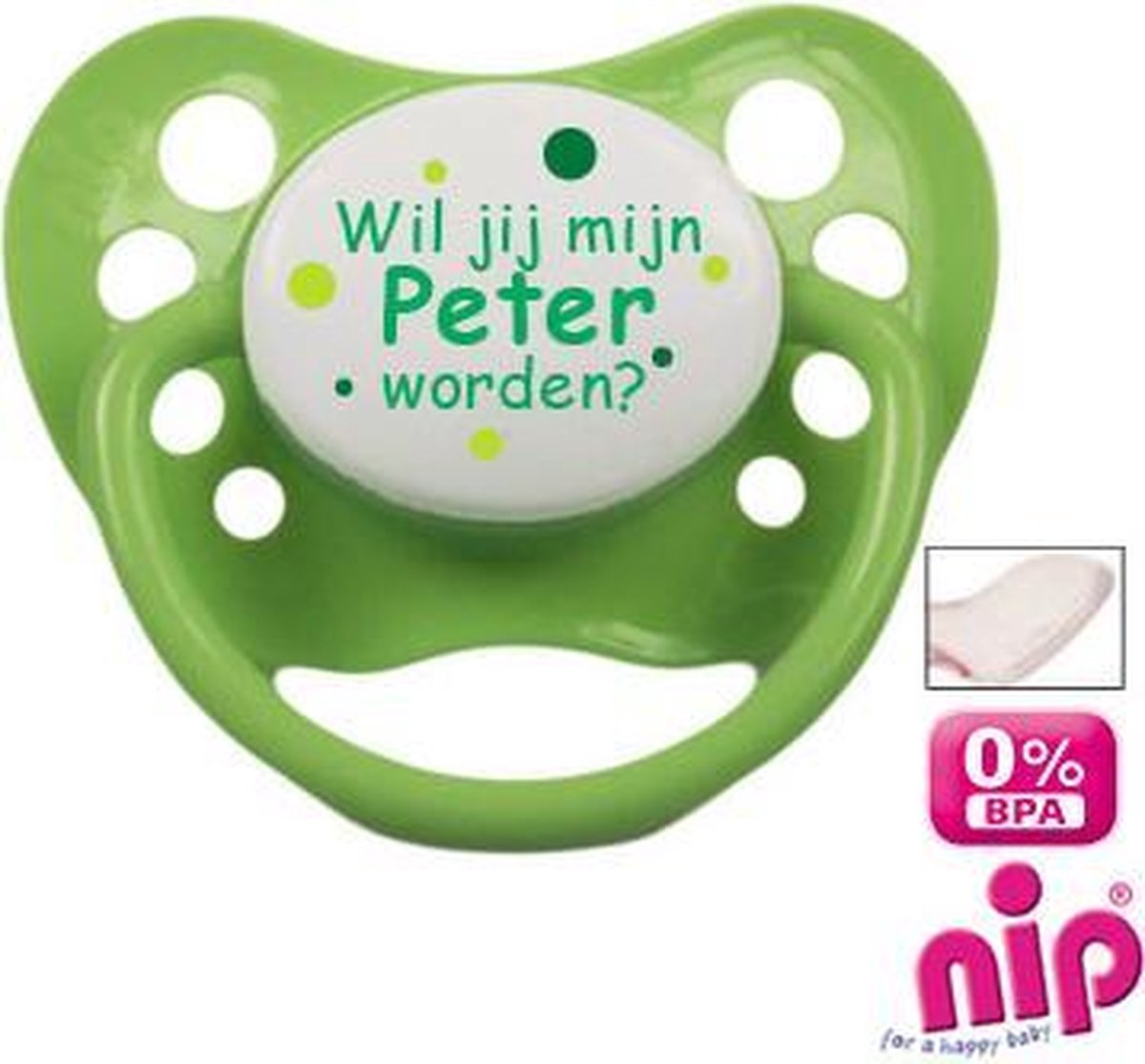 Fopspeen 'Wil jij mijn peter worden?' - Lime Fopspeen 'Wil jij mijn peter worden?' - Lime