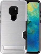 Zilver Tough Armor Kaarthouder Stand Hoesje voor Huawei Mate 20