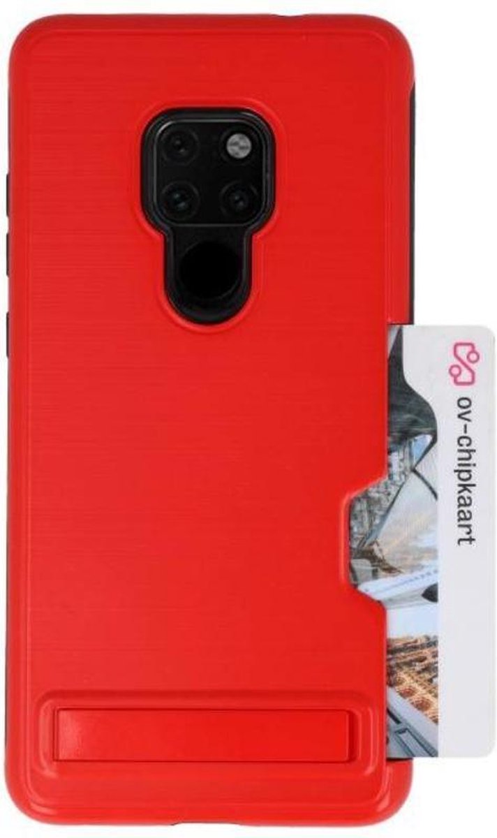Rood Tough Armor Kaarthouder Stand Hoesje voor Huawei Mate 20