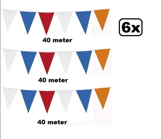 6x Vlaggenlijn Holland oranje/rood/wit/blauw 40 meter | bol.com