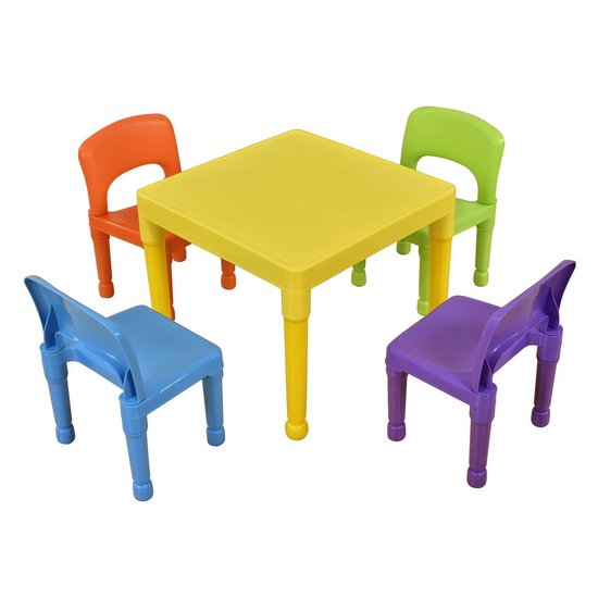 Kinder multi-gekleurde tafel en 4 stoelen set | bol.com