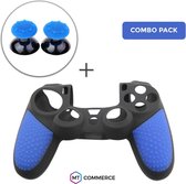 Luxe Siliconen Beschermhoes met Grip + Thumb Grips voor PS4 Dualshock PlayStation 4 Controller - Softcover Hoes / Case / Skin - Blauw