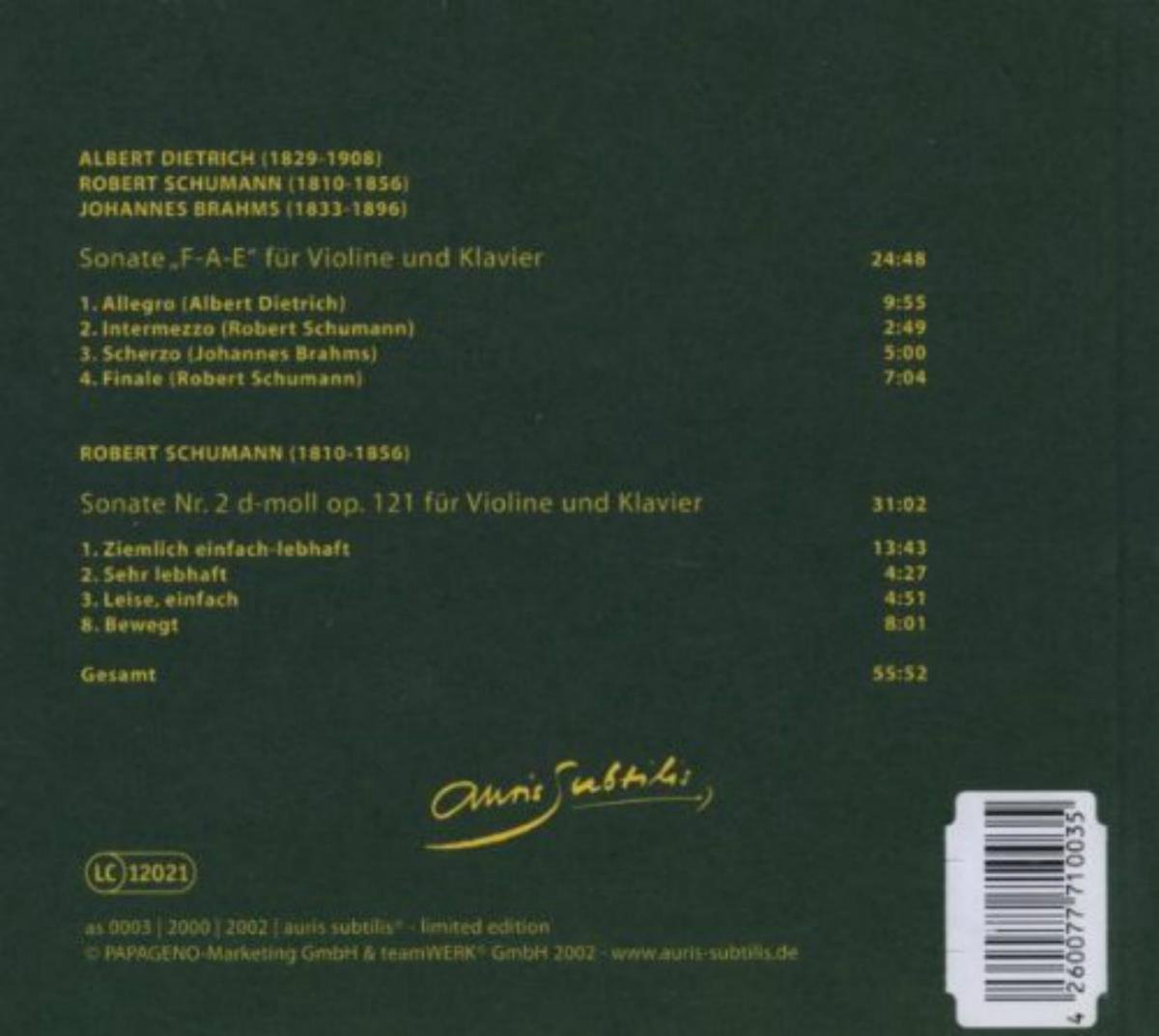 Albert Dietrich, Robert Schumann, Johannes Brahms,, Anna & Stoupel ...