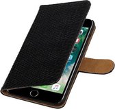 Zwart Slang booktype wallet cover hoesje voor Apple iPhone 6 Plus / 6s Plus