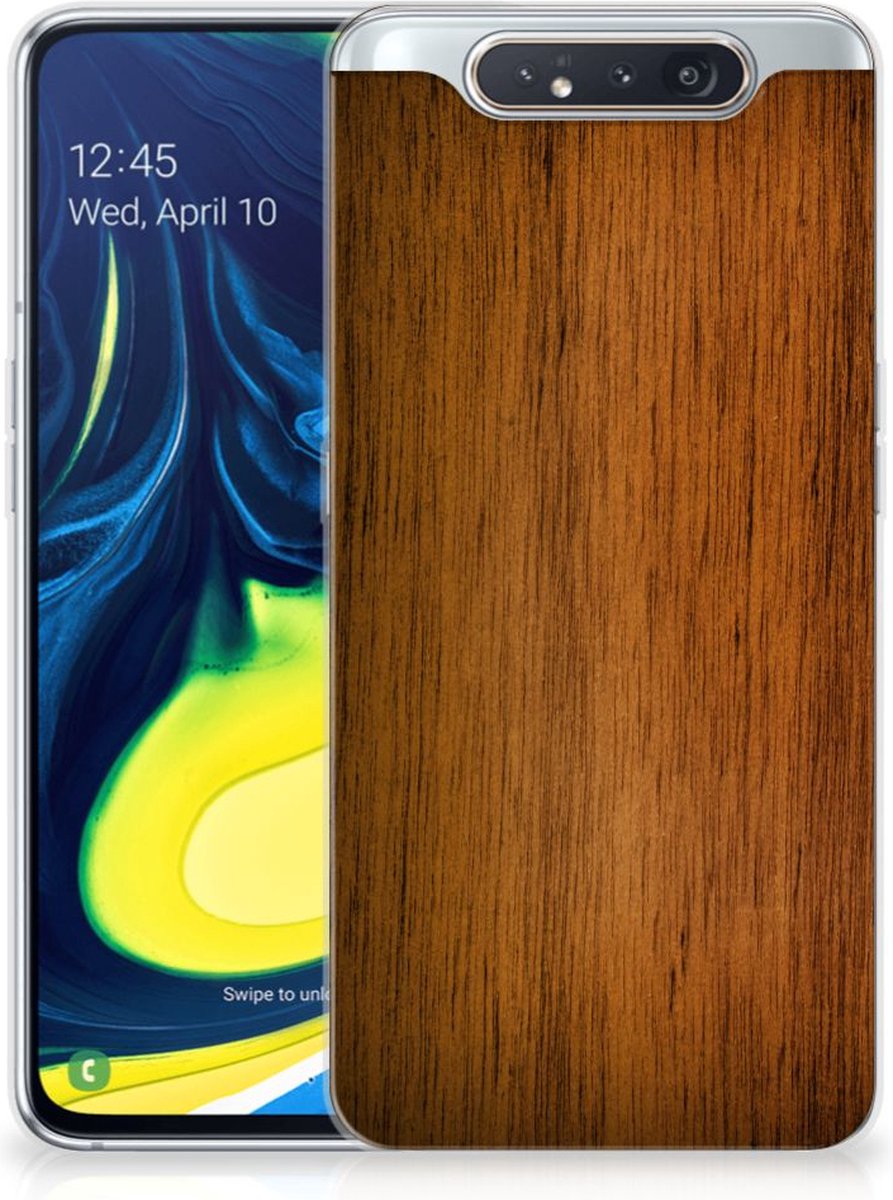 Back Cover voor Samsung Galaxy A80 Bumper Hoesje Donker Hout