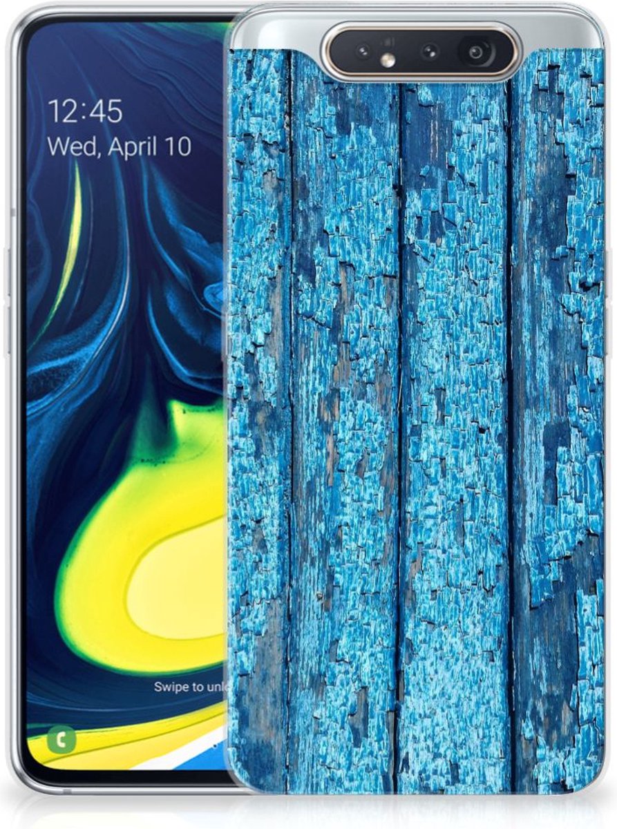 Samsung Galaxy A80 Bumper Hoesje Wood Blue
