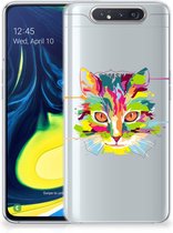 Coque pour Samsung Galaxy A80 Housse en Cuir Etui de Protection Couleur Cat