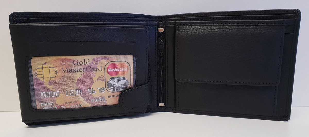 LD Heren Billfold - Portemonnee -  Laag Model - Zwart