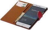 Washed Leer Bookstyle Wallet Case Hoesje - Geschikt voor Huawei Ascend G700 Roze