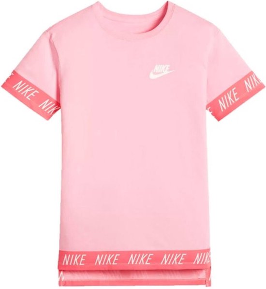 Nike NSW Tee Hilo Tape Sporttop Meisjes - Roze/Wit | bol.com