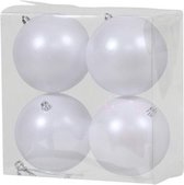 4x Witte kunststof kerstballen 12 cm - Mat - Onbreekbare plastic kerstballen - Kerstboomversiering Wit