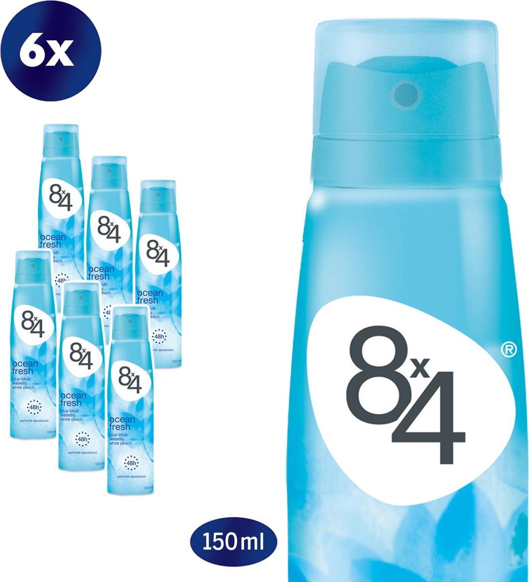 8x4 Ocean Fresh Deodorant Spray - 6 x 150 ml - Voordeelverpakking | bol.com