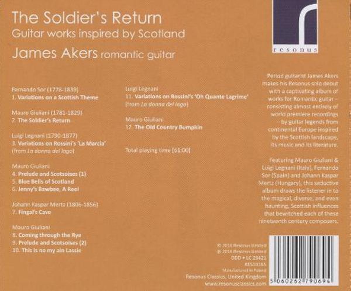 James Akers The Soldier's Return Guitar Works (CD), James Akers