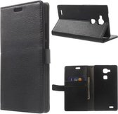 Litchi wallet hoesje Huawei Ascend Mate 7 zwart