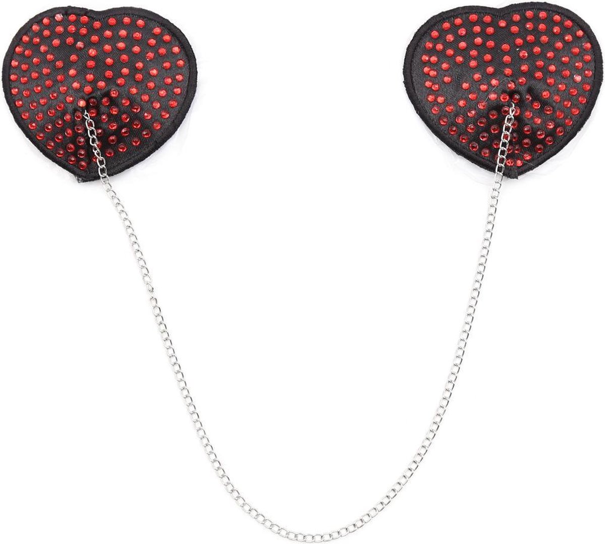 Banoch - Attached heart Black/Red - hartvormige tepelkwastjes Zwart/Rood - tepelversiering - tepelsticker